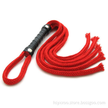 Red Soft Knitted Rope Lash With Handle Spanking Paddle Whip Slave Punish Kit Restraint Sex Toy